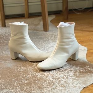 White leather boots